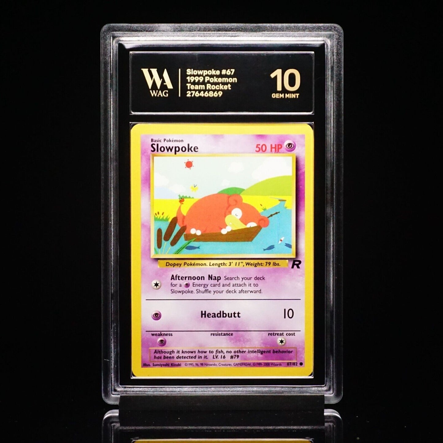 Graded WAG 10 Gem Mint Slowpoke 67/82 Team Rocket Regular